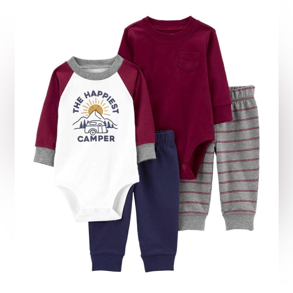 Carter's Baby Boy's 4-Piece Long Sleeve Bodysuits & Jogger Pants Set 18M